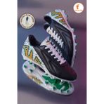 Albishoes Erkek Çim Halısaha Krampon Ithal Taban Ayağı Saran Esnek Konforlu Krampon Futbol Ayakkabı - Siyah - Beyaz