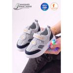 Albishoes Işıklı Fileli Çocuk Cırtlı Sneaker Sandalet - Hava Alan Yazlık Kreş Günlük Okul Sandalet - Gri - Lacivert