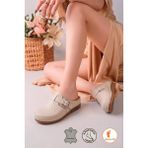 Albishoes Kadın Anatomik Önü Kapalı Tokalı Rahat Esnek Hemşire Aşçı Sabo Günlük Kadın Ev Terlik - Krem