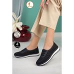 Albishoes Kadın Anne 4 Noktalı Anatomik Kaymaz Taban Yumuşak Hafif Günlük Ayakkabı Anne Ayakkabı - Siyah Nubuk