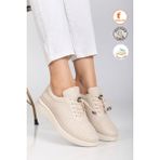 Albishoes Kadın Anne Günlük Anatomik Yumuşak Rahat Esnek Taban Günlük Sneaker Kadın Spor Ayakkabı - Krem