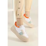 Albishoes Kadın Bantlı Kalın Taban 5 cm Hafif Rahat Taban Kadın Yüksek Taban Bantlı Spor Ayakkabı