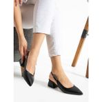 Albishoes Kadın Kare Topuk 4 cm Arkası Açık Sivri Burun Şık Iş Ofis Günlük Kadın Topuklu Ayakkabı - Siyah