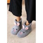 Albishoes Kadın Tavşan Figürlü Ev Botu Panduf Anne Çocuk Yumuşak Rahat Sessiz Taban Ev Ayakkabısı