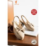 Albishoes Kadın Topuğu Açık Lastikli Kurdeleli Günlük Babet Yumuşak Rahat Taban Fiyonklu Babet - Vizon