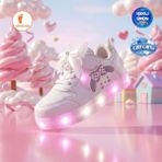 Albishoes Kız Bebek Çocuk Yazlık Hafif Rahat Yumuşak Taban Cırt Cırtlı Işıklı Sneaker Spor Ayakkabı - Beyaz