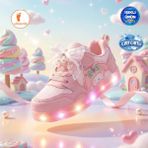 Albishoes Kız Bebek Çocuk Yazlık Hafif Rahat Yumuşak Taban Cırt Cırtlı Işıklı Sneaker Spor Ayakkabı - Pudra