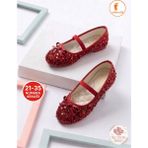 Albishoes Kız Çocuk Günlük Gösteri 23 Nisan Fiyonk Detaylı Lastikli Yumuşak Kız Çocuk Babet Ayakkabı - Kırmızı