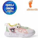 Albishoes Kız Çocuk Kuromi Figürlü Cırtlı Işıklı Mevsimlik Kışlık Çocuk Okul Sneaker Spor Ayakkabı - Beyaz