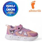 Albishoes Kız Çocuk Kuromi Figürlü Cırtlı Işıklı Mevsimlik Kışlık Çocuk Okul Sneaker Spor Ayakkabı - Lila