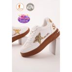 Albishoes Kız Çocuk Yıldız Detay Cırt Cırtlı Bağcık Günlük Sneaker Spor Ayakkabı Yumuşak Rahat Taban - Beyaz