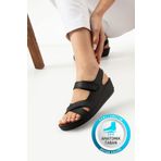 AlbiShoes Liza Tek Bantlı Anatomik Kadın Anne Sandalet Terlik - Cırt Cırtlı Günlük Yürüyüş Sandalet
