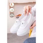 Albishoes Tam Anatomik Spor Ayakkabı Anne Ayakkabı Günlük Ayakkabı Klasik Ayakkabı Kadın Babet - Beyaz