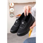 Albishoes Tam Anatomik Spor Ayakkabı Anne Ayakkabı Günlük Ayakkabı Klasik Ayakkabı Kadın Babet - Siyah