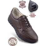 Albishoes Tam Ortopedik Hakiki Deri Kadın Anne Yumuşak Rahat Günlük Ayakkabı Konfor Kaymaz Taban - Kahverengi