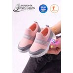 Albishoes Unisex Kız Erkek Bebek Bağcıksız Işıklı Kolay Giyim Fileli Yazlık Sneaker Spor Ayakkabı - Gri - Pudra