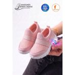 Albishoes Unisex Kız Erkek Bebek Bağcıksız Işıklı Kolay Giyim Fileli Yazlık Sneaker Spor Ayakkabı - Pudra