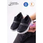 Albishoes Unisex Kız Erkek Bebek Bağcıksız Işıklı Kolay Giyim Fileli Yazlık Sneaker Spor Ayakkabı - Siyah