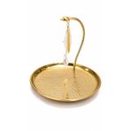 Albrifn Lalezar Çaycı Model, Altın Rengi Metal Yuvarlak Servis, 23cm Çap, 18cm Yükseklik, Sofra İçin Şık ve Exclusive Tasarım, biblo tepsi, hediyelik eşya