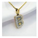 ALC Collection Zirkon Taşlı B Harfli Şık Gold Ve Gümüş Renk Orijinal Çelik Kolye (Altın)