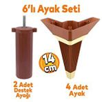 Alcazar Kose 6Li Set Mobilya Tv Unitesi Cekyat Koltuk Kanepe Destek Ayagi 14 Cm Ceviz M8 Civatali
