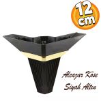 Alcazar Lüks Mobilya Kanepe Sehpa Tv Ünitesi Koltuk Ayağı Baza Ayakları Köşe 12 Cm Siyah Altın