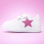 ALCdesing Pink Yıldız Tasarım Detaylı Kız Çocuk Spor Ayakkabı ve Sneakers - 1481-Beyaz