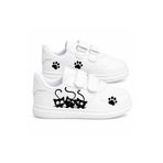 alcdesing siyah askıda kediler baskılı beyaz bantlı çocuk spor ayakkabı sneaker