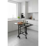 ALCHAİR Almira 70x110 Siyah Mermer Desen Açılabilir Katlanabilir Tekerlekli Masa