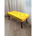 AldaGelsin 110 cm Kapitoneli Ayak Ucu Kapı Önü Antre Bench Puf Siyah Ayak - Sarı