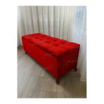 Aldagelsin Çizgi Kapitoneli Sandıklı Puf 110 Cm Ceviz Ayak Kırmızı 110 X 42