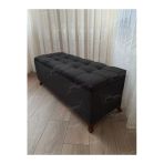 Aldagelsin Çizgi Kapitoneli Sandıklı Puf 110 Cm Ceviz Ayak Siyah 110 X 42
