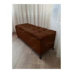 Aldagelsin Çizgi Kapitoneli Sandıklı Puf 110 Cm Siyah Ayak Kahve 110 X 42