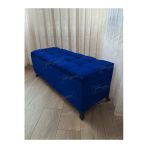 Aldagelsin Çizgi Kapitoneli Sandıklı Puf 110 Cm Siyah Ayak Lacivert 110 X 42