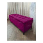 Aldagelsin Çizgi Kapitoneli Sandıklı Puf 90 Cm Siyah Ayak Mor 90 X 45