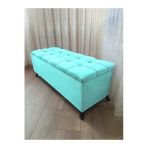 Aldagelsin Çizgi Kapitoneli Sandıklı Puf 90 Cm Siyah Ayak Turkuaz 90 X 45