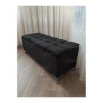 Aldagelsin Lüks Çizgi Kapitoneli Sandıklı Puf Bench 120 Cm Gümüş Ayak Siyah 120 X 45