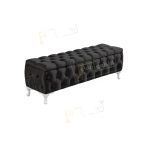 Aldagelsin Lüks Sandıklı Chester Puf Bench Ayakucu Koltuk 120 Cm Siyah 120 X 45