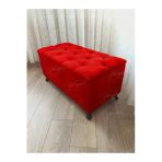 Aldagelsin Lüks Sandıklı Kapitoneli Ayakucu Puf Bench 120 Cm Siyah Ayak Kırmızı 120 X 45