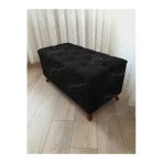 Aldagelsin Lüks Sandıklı Kapitoneli Ayakucu Puf Bench 90 Cm Ceviz Ayak Siyah 90 X 45
