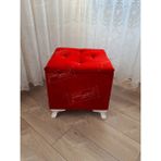 AldaGelsin Lüks Sandıklı Tabure Puf 45 x 45 cm - Kırmızı