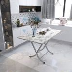 AldaGelsin Mermer Desenli Katlanabilir Mutfak Masa (60*90) - Beyaz - 60 x 90 cm