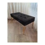 Aldagelsin Modern Dilim Puf Ayakucu Puf Gold Metal Ayak (100*45) Siyah 100 X 40