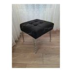 Aldagelsin Modern Dilim Puf Ayakucu Puf Gümüş Metal Ayak (45*45) Siyah 45 X 45