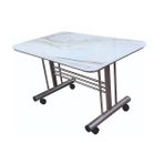 aldagelsin Tekerlekli Şık Orta Sehpa Beyaz Mermer 60 x 100
