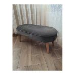 Aldagelsin Ultra Lüks Oval Parrot Puf Ahşap Ayak Antrasit Gri 90 X 40