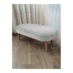 Aldagelsin Ultra Lüks Oval Parrot Puf Ahşap Ayak Beyaz 90 X 40