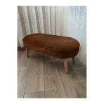 Aldagelsin Ultra Lüks Oval Parrot Puf Ahşap Ayak Kahve 90 X 40