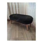Aldagelsin Ultra Lüks Oval Parrot Puf Ahşap Ayak Siyah 90 X 40