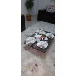 Aldagelsin Yeni Model Dikdörtgen Yer Sofrası (60*90) Bulut Siyah Mermer